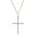 thumbnail image 1 of Dazzlingrock Collection Round White Diamond Cross Religious Pendant for Her with Gold Chain (0.06 ctw, Color I-J, Clarity I1-I2) in 14K Rose Gold, 1 of 1