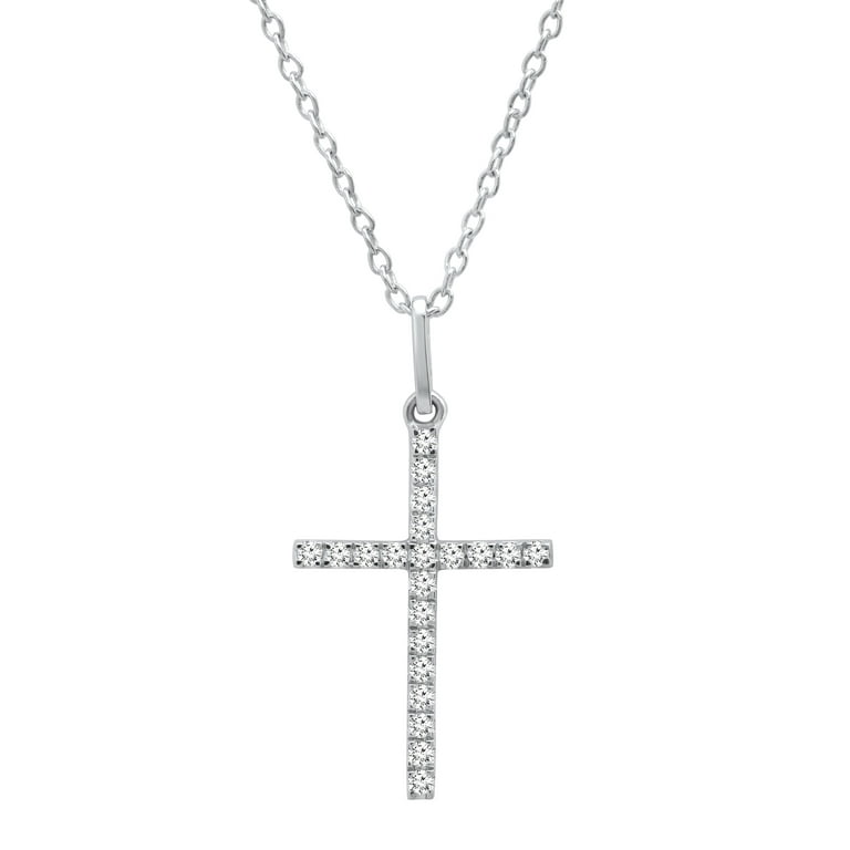 Dazzlingrock Collection Round White Diamond Cross Religious