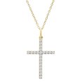 thumbnail image 1 of Dazzlingrock Collection Round White Diamond Cross Religious Pendant for Her with Gold Chain (0.50 ctw, Color I-J, Clarity I1-I2) in 14K Yellow Gold, 1 of 5