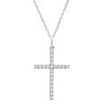thumbnail image 1 of Dazzlingrock Collection Round White Diamond Cross Religious Pendant for Her with Gold Chain (0.50 ctw, Color I-J, Clarity I1-I2) in 18K White Gold, 1 of 5