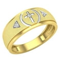 thumbnail image 1 of Dazzlingrock Collection Round White Diamond Cross Wedding Band Ring for Men (0.06 ctw, Color I-J, Clarity I2-I3) in 10K Yellow Gold, Size 9, 1 of 6