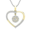 thumbnail image 1 of Dazzlingrock Collection Round White Diamond Dangling Cluster Flower in Heart Pendant with 18 Inch Silver Chain for Women (1.00 ctw, Color I-J, Clarity I1-I2) in 18K Yellow Gold, 1 of 6