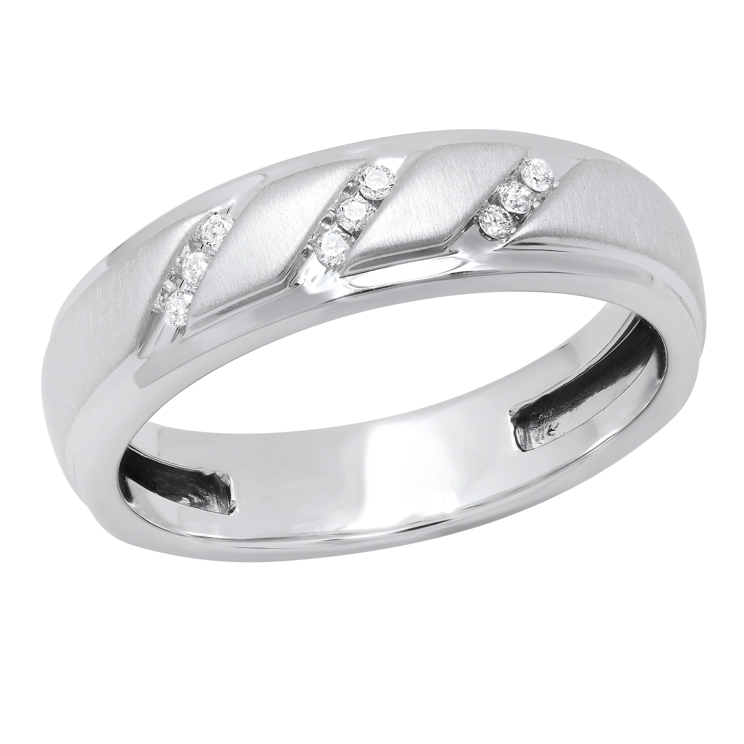 Rippled Rows Dazzlingrock Collection Round White Diamond Diagonal Tripple Row Slant ...