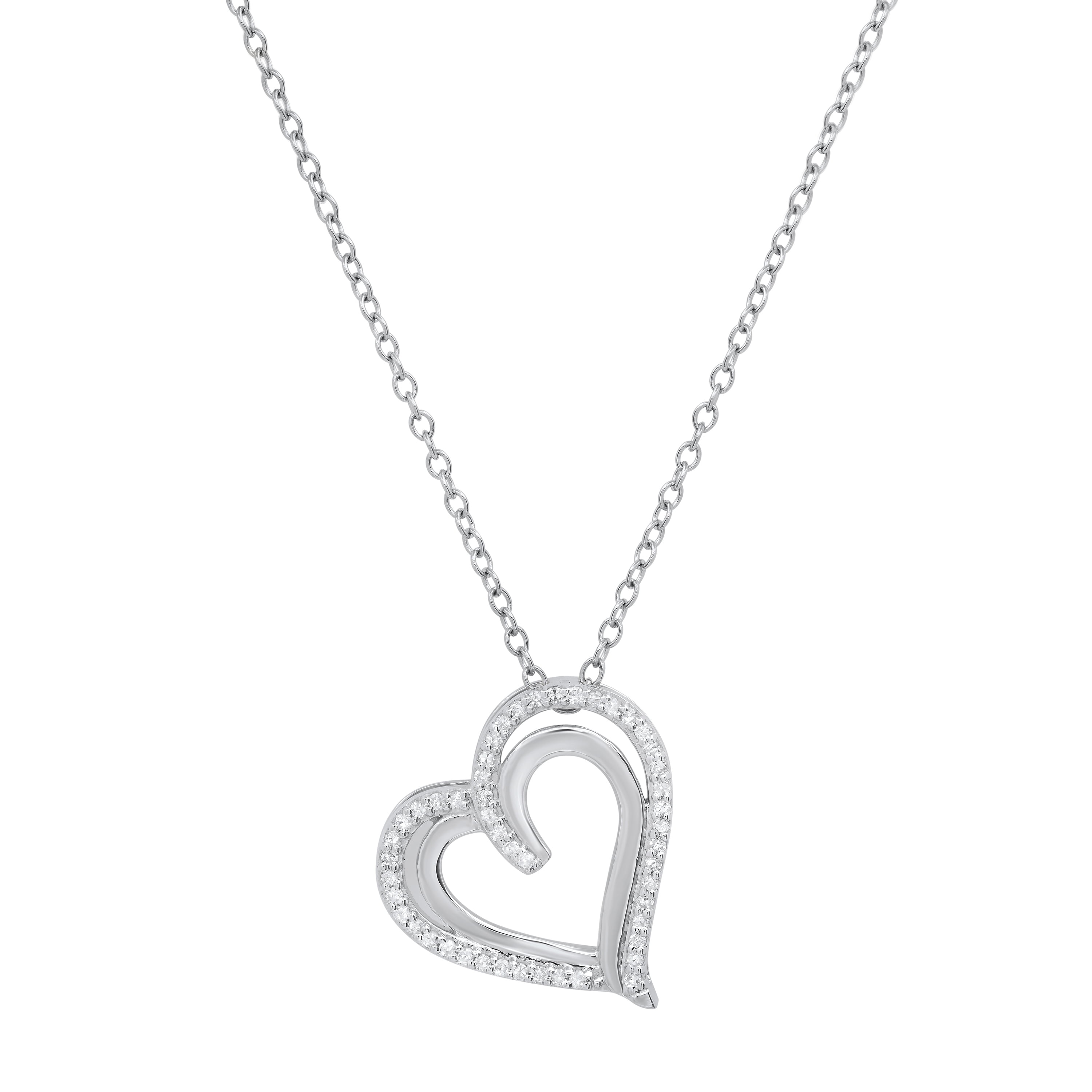 Dazzlingrock Collection Round White Diamond Double Heart Love