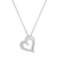 thumbnail image 1 of Dazzlingrock Collection Round White Diamond Double Heart Love Slider Pendant for Women with 18 Inch Silver Chain (0.20 ctw, Color I-J, Clarity I2-I3) in 925 Sterling Silver, 1 of 6