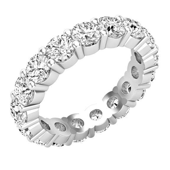 Dazzlingrock Collection Round White Diamond Eternity Stackable Ring Wedding Band for Women (2.25 ctw, Color I-J, Clarity I2-I3) in 925 Sterling Silver, Size 4