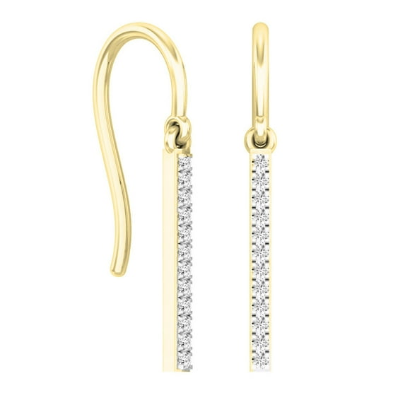 Dazzlingrock Collection Round White Diamond Fashion Dangling Earrings for Women (0.25 ctw, Color I-J, Clarity I1-I2) in 14K Yellow Gold
