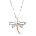 thumbnail image 1 of Dazzlingrock Collection Round White Diamond Fashion Dragonfly Pendant for Women with 18 Inch Silver Chain (0.11 ctw, Color I-J, Clarity I2-I3) in Rose Gold Plated 10K White Gold, 1 of 3