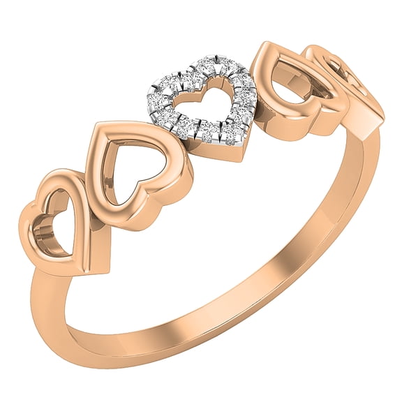 Dazzlingrock Collection Round White Diamond Five Hearts Promise Engagement Ring for Women (0.05 ctw, Color I-J, Clarity I1-I2) in 18K Rose Gold, Size 8.5