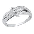 thumbnail image 1 of Dazzlingrock Collection Round White Diamond Flower Cluster Wave Engagement Ring for Women (0.11 ctw, Color I-J, Clarity I2-I3) in 925 Sterling Silver, Size 9, 1 of 5