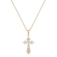 thumbnail image 1 of Dazzlingrock Collection Round White Diamond Flower Cross Religious Pendant for Women with 18 Inch Gold Chain (0.13 ct. Color I-J, Clarity I1-I2) in 18K Rose Gold, 1 of 1