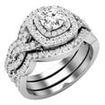 thumbnail image 1 of Dazzlingrock Collection Round White Diamond Halo Engagement Ring Set for Women (1.25 ctw, Color I-J, Color I1-I2) in 14K White Gold, Size 4, 1 of 3