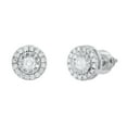 thumbnail image 1 of Dazzlingrock Collection Round White Diamond Halo Style Screwback Stud Earrings for Women (0.28 ctw, Color I-J, Clarity I2-I3) in 10K White Gold, 1 of 6