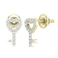 thumbnail image 1 of Dazzlingrock Collection Round White Diamond Heart Key Screw-back Stud Earrings for Women (0.10 ctw, Color I-J, Clarity I1-I2) in 18K Yellow Gold, 1 of 6
