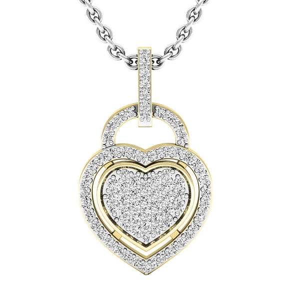 Dazzlingrock Collection Round White Diamond Heart Pendant with 18 Inch Silver Chain for Women (0.24 ctw, Color I-J, Clarity I1-I2) in 14K Yellow Gold