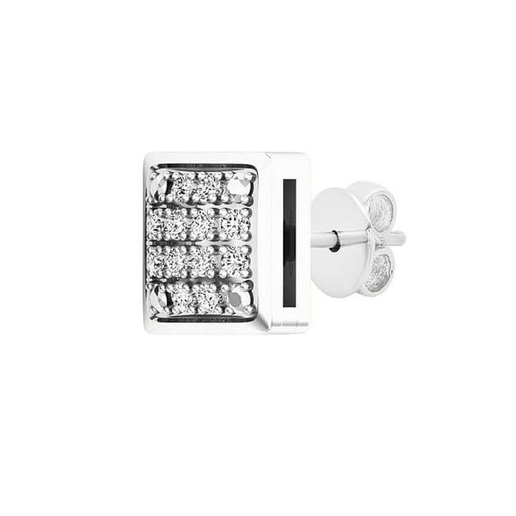 Dazzlingrock Collection Round White Diamond Hip Hop Iced Pushback Stud Earring for Unisex (1Pc Only, 0.10 ctw, Color I-J, Clarity I2-I3) in 925 Sterling Silver