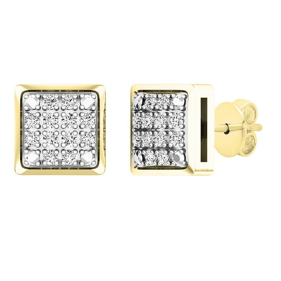 Dazzlingrock Collection Round White Diamond Hip Hop Iced Pushback Stud Earrings for Unisex (0.20 ctw, Color I-J, Clarity I1-I2) in 18K Yellow Gold