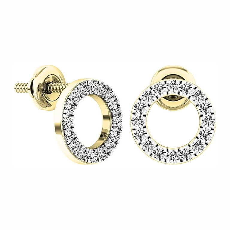14K Yellow Gold Earrings Round Diamond Studs 0.33ct
