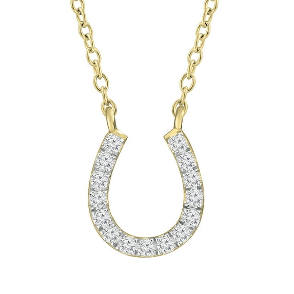Dazzlingrock Collection Round White Diamond Horseshoe Pendant with 18 Inch Gold Chain for Women (0.13 ctw, Color I-J, Clarity I2-I3) in 10K Yellow Gold