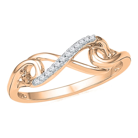 Dazzlingrock Collection Round White Diamond Infinity Knot Ring for Women (0.05 ctw, Color I-J, Clarity I1-I2) in 18K Rose Gold, Size 6