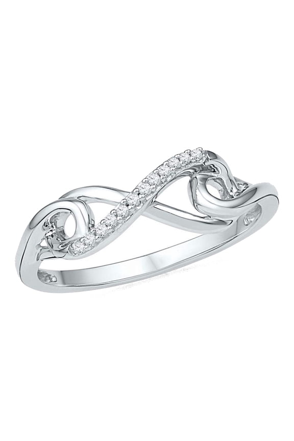 Collection Round White Diamond Infinity Knot Ring for Women (0.05 ctw, Color I-J, Clarity I1-I2) in 18K White Gold, Size 8