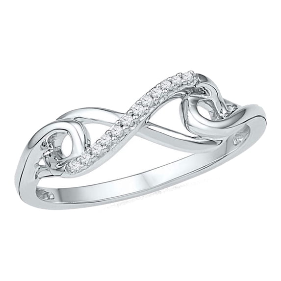 Dazzlingrock Collection Round White Diamond Infinity Knot Ring for Women (0.05 ctw, Color I-J, Clarity I2-I3) in 10K White Gold, Size 6.5