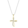 thumbnail image 1 of Dazzlingrock Collection Round White Diamond Infinity Ribbon Cross Pendant with 18 Inch Silver Chain for Women (0.13 ctw, Color I-J, Clarity I2-I3) in 10K Yellow Gold, 1 of 3