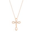 thumbnail image 1 of Dazzlingrock Collection Round White Diamond Infinity Swirl Cross Charm Pendant for Women with 18 Inch Gold Chain (0.21 ctw, Color I-J, Clarity I1-I2) in 14K Rose Gold, 1 of 6