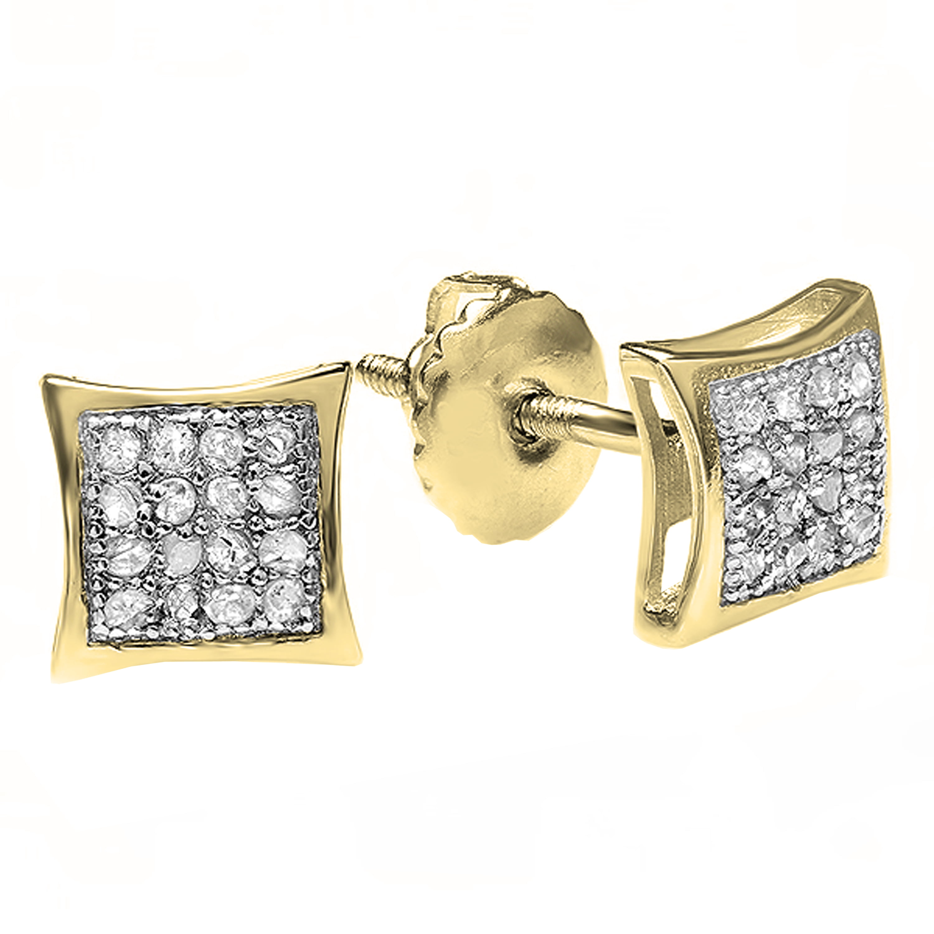 Dazzlingrock Collection Round Diamond Square Stud Earrings - Unisex Screwback Earrings With Natural Gemstones - View #9