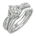 thumbnail image 1 of Dazzlingrock Collection Round White Diamond Marquise Shape Bridal Engagement Ring Set for Women (0.33 ctw, Color I-J, Clarity I1-I2) in 18K White Gold, Size 4, 1 of 6
