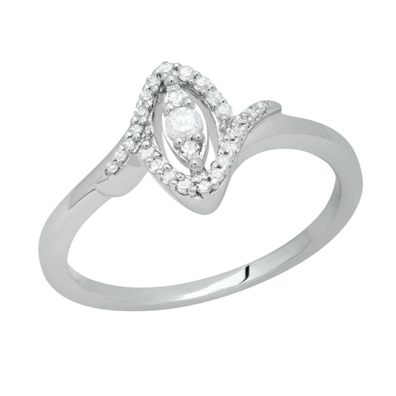 Dazzlingrock Collection Round White Diamond Marquise Shape Engagement Ring for Women in 925 Sterling Silver, Size 10 (0.20 ctw, Color I-J, Clarity I2-I3)