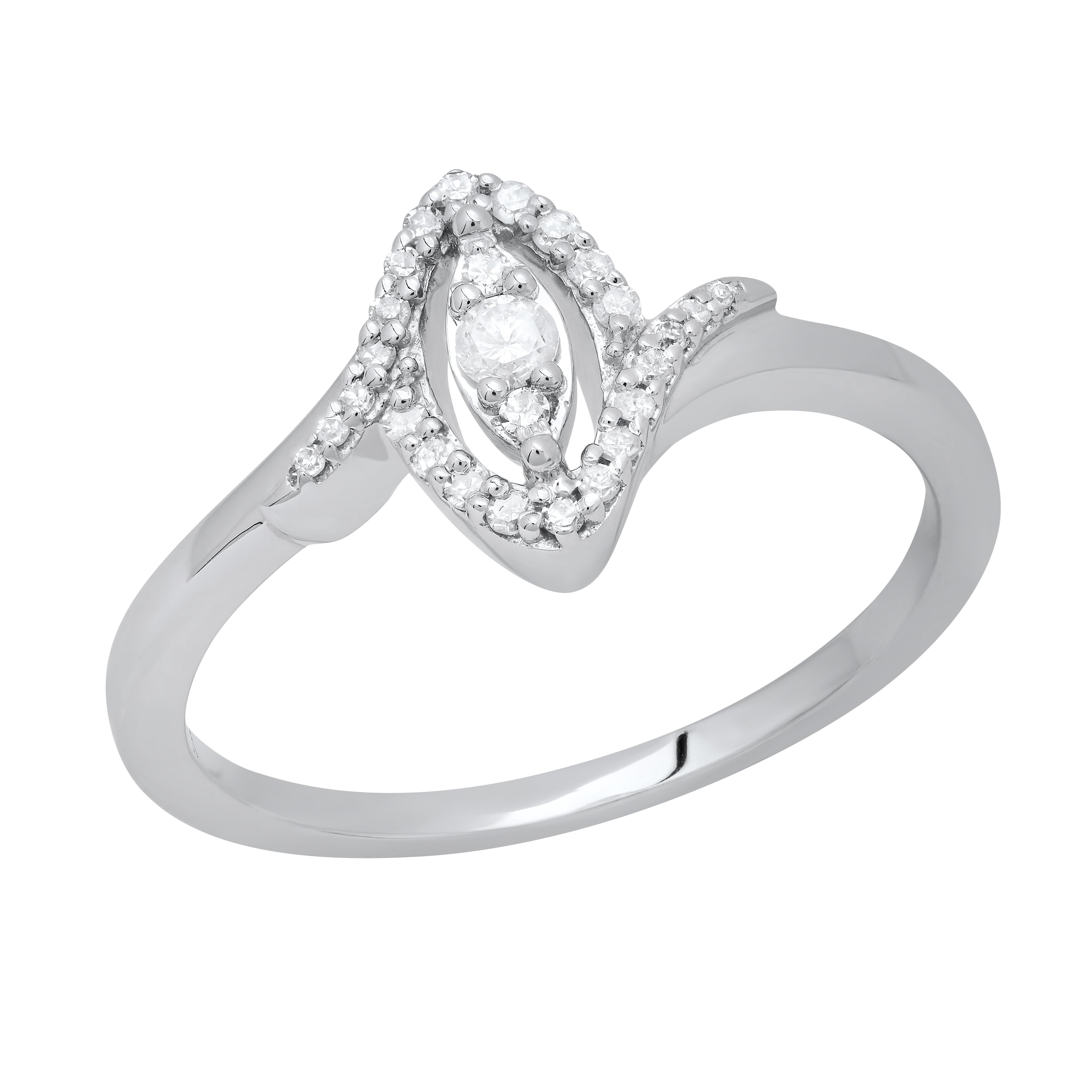 Dazzlingrock Collection Twisted Swirl Diamond Engagement Ring - 0.51 Ctw, Sterling Silver, Size 7.5