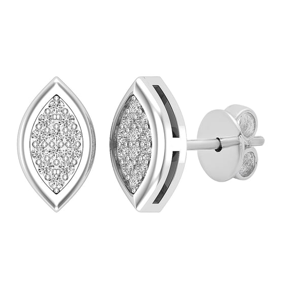 Dazzlingrock Collection Round White Diamond Marquise Shape Pushback Stud Earrings for Women (0.10 ctw, Color I-J, Clarity I2-I3) in 10K White Gold