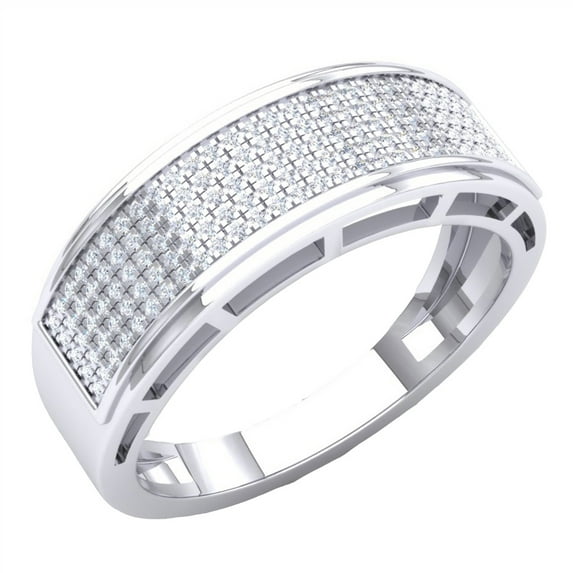 Dazzlingrock Collection Round White Diamond Men's Hip Hop Anniversary Wedding Band 3/8 CT (0.40 ctw, Color I-J,Clarity I1-I2 ) in 18K White Gold, Size 11.5