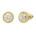 thumbnail image 1 of Dazzlingrock Collection Round White Diamond Metal Beaded Circle Frame Swirl Screwback Stud Earrings for Women (0.32 ctw, Color I-J, Clarity I2-I3) in 10K Yellow Gold, 1 of 1