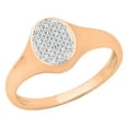 thumbnail image 1 of Dazzlingrock Collection Round White Diamond Micropave Oval Shape Engagement Ring for Women (0.12 ctw, Color I-J, Clarity I1-I2) in 14K Rose Gold, Size 5.5, 1 of 6