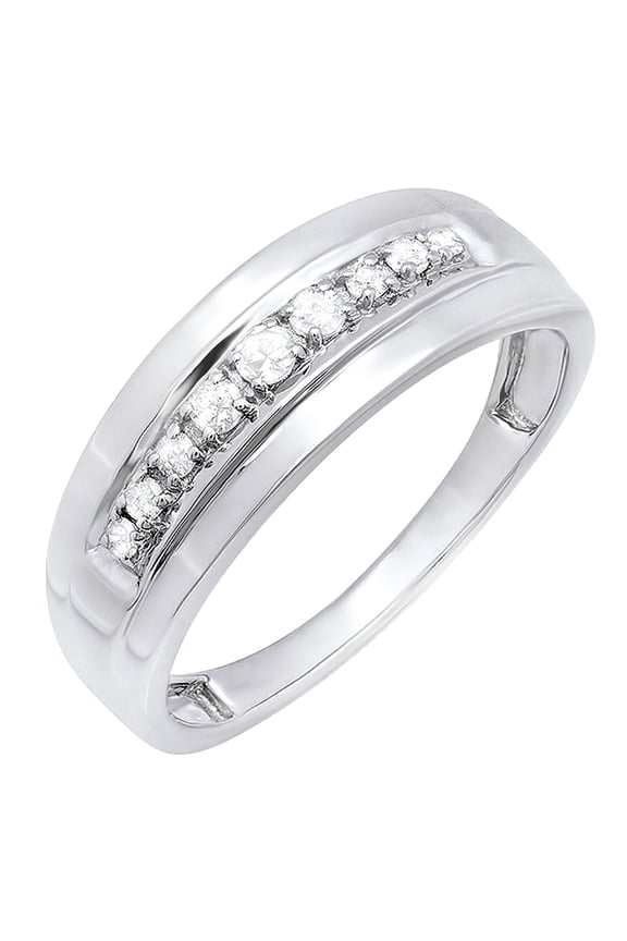 Collection Round White Diamond Nine Stone Groom Traditional Anniversary Wedding Band for Men (0.23 ctw, Color I-J, Clarity I2-I3) in 925 Sterling Silver, Size 10.5