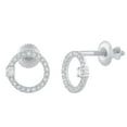 thumbnail image 1 of Dazzlingrock Collection Round White Diamond Open Circle Screwback Stud Earrings for Women (0.15 ctw, Color I-J, Clarity I1-I2) in 18K White Gold, 1 of 1