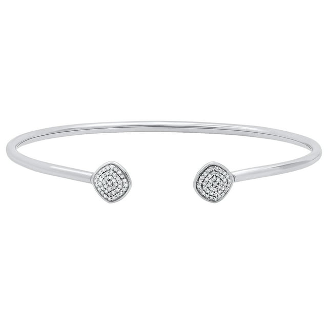 Dazzlingrock Collection Round White Diamond Open Cuff Bangle Bracelet for Women (0.25 ctw, Color I-J, Clarity I2-I3) in 925 Sterling Silver