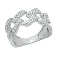 thumbnail image 1 of Dazzlingrock Collection Round White Diamond Out Bling Cuban Link Band Ring for Women (0.42 ctw, Color I-J, Clarity I2-I3) in 925 Sterling Silver, Size 8, 1 of 5