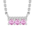 thumbnail image 1 of Dazzlingrock Collection Round White Diamond & Pink Sapphire Horizontal Bar Pendant for Women with 18 Inch Silver Chain (0.05 ctw, Color I-J, Clarity I2-I3) in 10K White Gold, 1 of 4