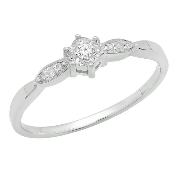 Dazzlingrock Collection Round White Diamond Promise Engagement Ring for Women (0.05 ctw, Color I-J,Clarity I2-I3) in 925 Sterling Silver, Size 4.5