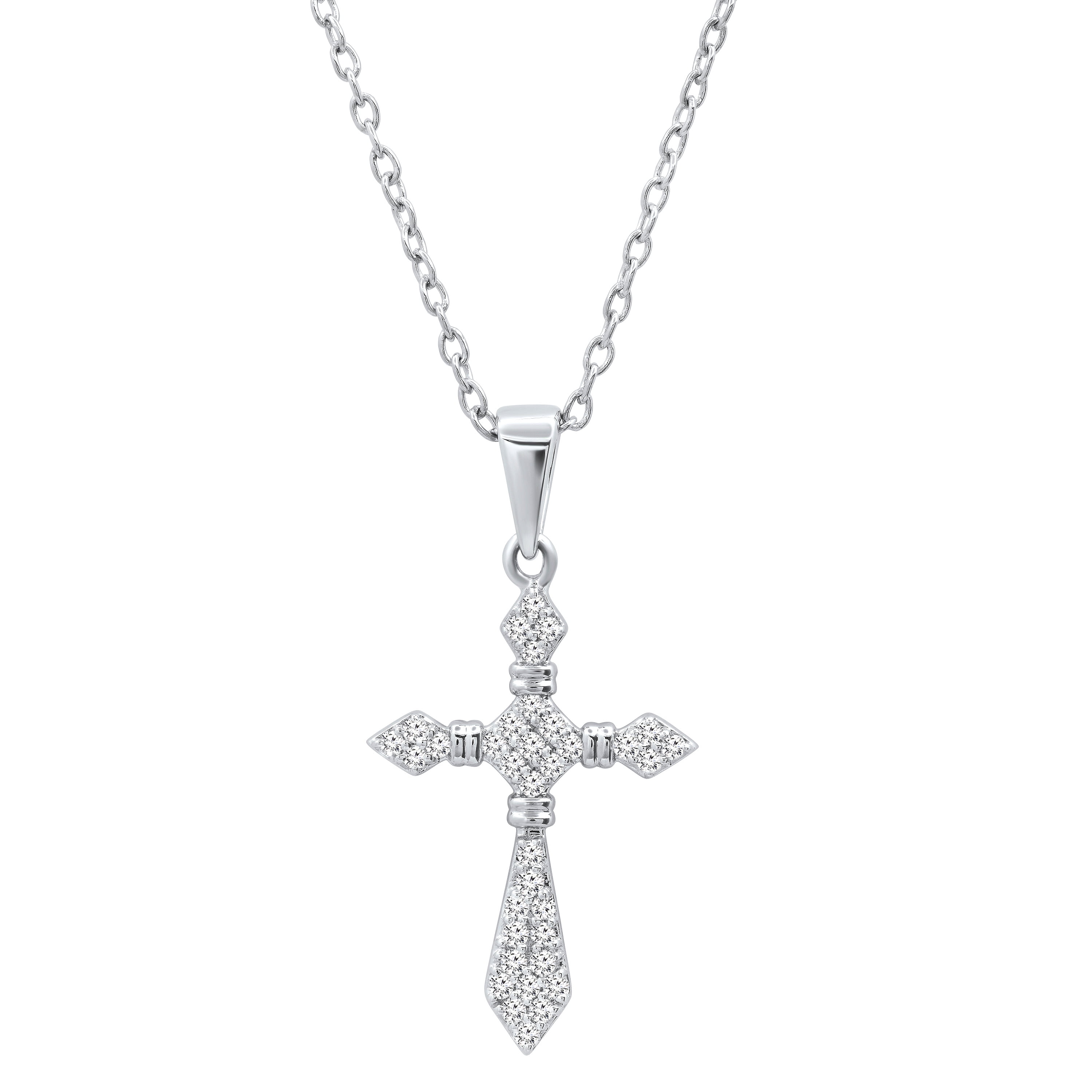 Dazzlingrock Collection Round White Diamond Religious Cross Pendant for