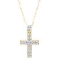 Dazzlingrock Collection Round White Diamond Religious Cross Pendant for Women with 18 Inch Gold Chain (0.35 ctw, Color I-J, Clarity I2-I3) in 10K Yellow Gold