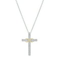 thumbnail image 1 of Dazzlingrock Collection Round White Diamond Religious Cross Pendant for Women with 18 Inch Silver Chain (0.10 ctw, Color I-J, Clarity I1-I2) in 14K White & Yellow Gold, 1 of 1