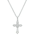 thumbnail image 1 of Dazzlingrock Collection Round White Diamond Religious Cross Slider Pendant for Women with 18 Inch Silver Chain (0.10 ctw, Color I-J, Clarity I1-I2) in 18K White Gold, 1 of 5