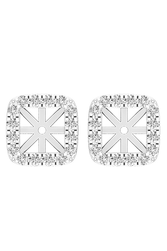 Collection Round White Diamond Removable Jackets For Stud Earrings (0.40 ctw, Color I-J, Clarity I1-I2) in 14K White Gold