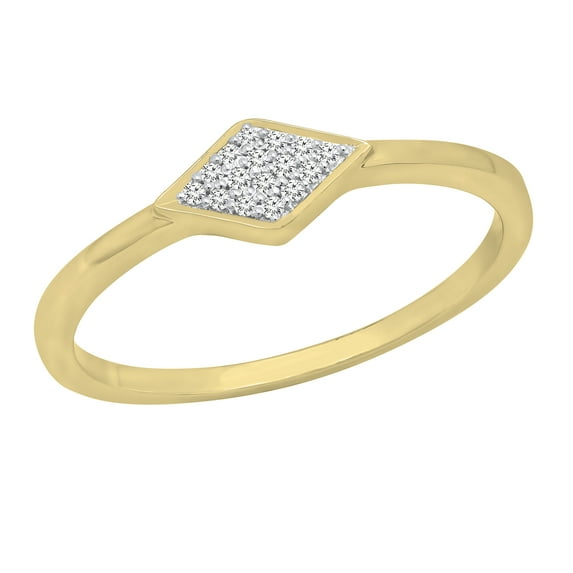 Dazzlingrock Collection Round White Diamond Rhombus Stackable Wedding Band for Women (0.05 ctw, Color I-J, Clarity I1-I2) in 14K Yellow Gold, Size 6.5