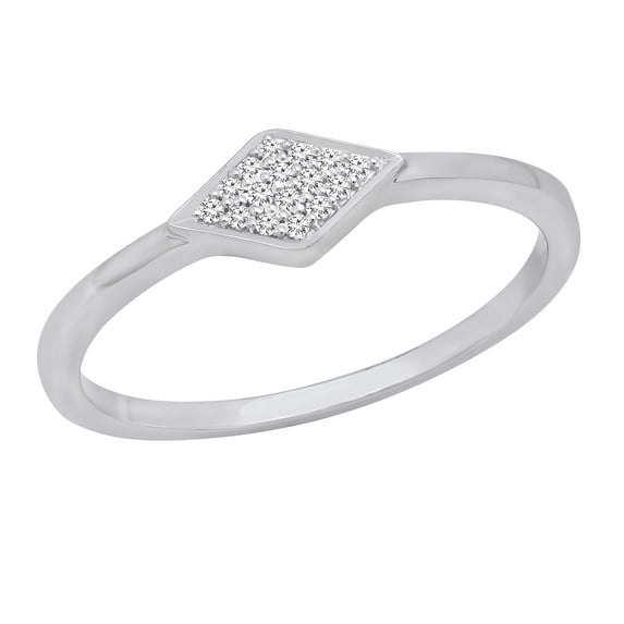 Dazzlingrock Collection Round White Diamond Rhombus Stackable Wedding Band for Women (0.05 ctw, Color I-J, Clarity I2-I3) in 925 Sterling Silver, Size 8.5