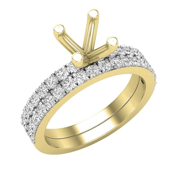 Dazzlingrock Collection Round White Diamond Semi Mount Engagement Ring Set for Women (0.70 ctw, Color I-J, Clarity I1-I2) in 14K Yellow Gold, Size 5.5